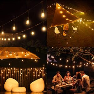 XMCOSY+ Outdoor String Lights, Smart Patio Lights 49Ft, APP WiFi Control, Work with Alexa, 15 LED Edison Bulbs, Waterproof, Extendable, Dimmable String Lights for Outside, Patio, Porch