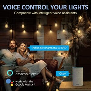 XMCOSY+ Outdoor String Lights, Smart Patio Lights 49Ft, APP WiFi Control, Work with Alexa, 15 LED Edison Bulbs, Waterproof, Extendable, Dimmable String Lights for Outside, Patio, Porch