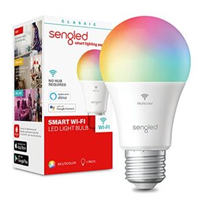 sengled smart bulb, wifi light bulbs, color changing light bulb, smart light bulbs that work with alexa & google assistant, a19 rgb alexa light bulb no hub required, 60w equivalent 800lm cri>90, 1pack