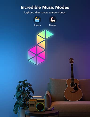 Govee Triangle Light Panels, RGBIC Tri Lights, Glide Wall Light Decor, Multicolor Effects, Music Sync, DIY Design, Smart WiFi App Control, Works with Alexa & Google Assistant for Room, Gaming, 10 Pack