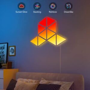 Govee Triangle Light Panels, RGBIC Tri Lights, Glide Wall Light Decor, Multicolor Effects, Music Sync, DIY Design, Smart WiFi App Control, Works with Alexa & Google Assistant for Room, Gaming, 10 Pack