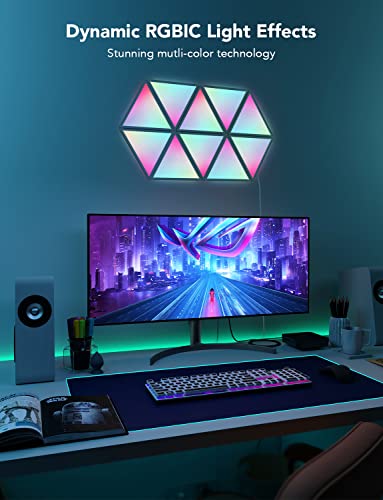 Govee Triangle Light Panels, RGBIC Tri Lights, Glide Wall Light Decor, Multicolor Effects, Music Sync, DIY Design, Smart WiFi App Control, Works with Alexa & Google Assistant for Room, Gaming, 10 Pack