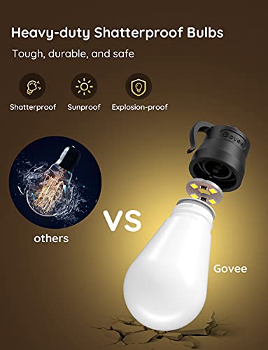 Govee Outdoor String Lights, 48ft Smart Outdoor String Lights with 15 Dimmable Warm White LED Bulbs, IP65 Waterproof Shatterproof Patio Lights for Dating, Party, Wedding, 70lm per Bulb