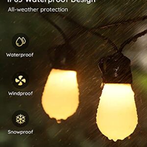 Govee Outdoor String Lights, 48ft Smart Outdoor String Lights with 15 Dimmable Warm White LED Bulbs, IP65 Waterproof Shatterproof Patio Lights for Dating, Party, Wedding, 70lm per Bulb