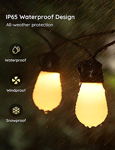 Govee Outdoor String Lights, 48ft Smart Outdoor String Lights with 15 Dimmable Warm White LED Bulbs, IP65 Waterproof Shatterproof Patio Lights for Dating, Party, Wedding, 70lm per Bulb