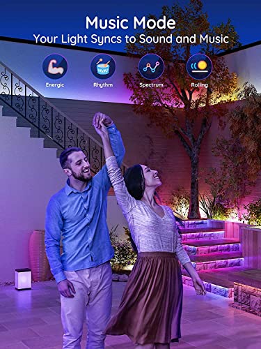 Govee Outdoor LED Strip Lights, 32.8ft RGBIC Smart Outdoor Lights, IP65 Waterproof Lights, 16 Million Colors, Bluetooth App Control, Rope Lights Outdoor for Roof Balcony Garden Patio Porch Pool
