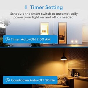 3 Way Smart Switch, Meross Smart Light Switch Supports Apple HomeKit, Siri, Alexa, Google Assistant & SmartThings, 2.4Ghz WiFi Light Switch Neutral Wire Required, Remote Control Timer 2 Pack