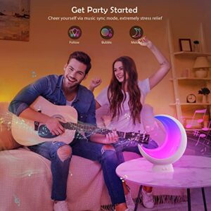 ECOLOR Smart Table Lamp, RGB APP Control Moon Lamp, Small Lamp with Scene Mode and Music Mode, Dimmable Warm White Light Touch Lamps for Bedrooms and Living Room