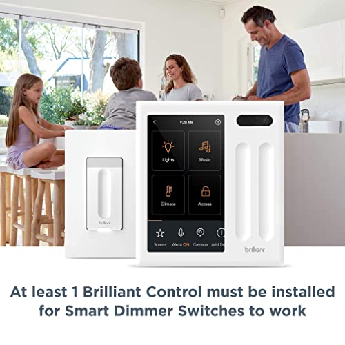 Brilliant Smart Dimmer Switch (White) — Compatible with Alexa, Google Assistant, Apple HomeKit, Hue, LIFX, SmartThings, TP-Link, Wemo and More