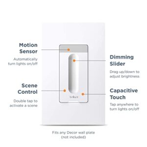 Brilliant Smart Dimmer Switch (White) — Compatible with Alexa, Google Assistant, Apple HomeKit, Hue, LIFX, SmartThings, TP-Link, Wemo and More