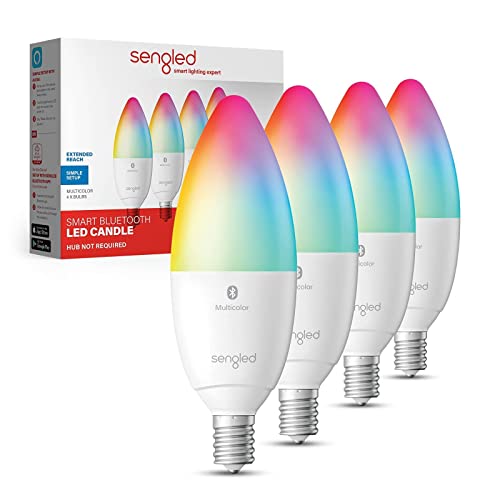 Sengled Alexa Light Bulb, Candelabra Light Bulbs Color Changing, Candelabra LED Light Bulbs 450 LM 45W Equivalent RGBW, E12 LED Bulb, Smart Bulbs That Work with Alexa Only, No Hub Request (4 Pack)