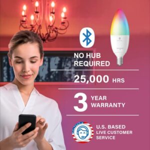 Sengled Alexa Light Bulb, Candelabra Light Bulbs Color Changing, Candelabra LED Light Bulbs 450 LM 45W Equivalent RGBW, E12 LED Bulb, Smart Bulbs That Work with Alexa Only, No Hub Request (4 Pack)