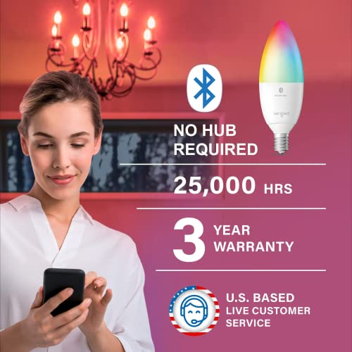 Sengled Alexa Light Bulb, Candelabra Light Bulbs Color Changing, Candelabra LED Light Bulbs 450 LM 45W Equivalent RGBW, E12 LED Bulb, Smart Bulbs That Work with Alexa Only, No Hub Request (4 Pack)