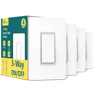 treatlife 3 way smart switch 4 pack, 2.4ghz wifi smart light switch 3 way switch works with alexa, google home and smartthings, remote control, etl, schedule, neutral wire required