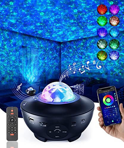 Galaxy Projector Star Projector,Star Light Room Decor Light for Kids and Adults,Smart Night Lights for Bedroom with Bluetooth Music Speaker,APP Control,Remote Control