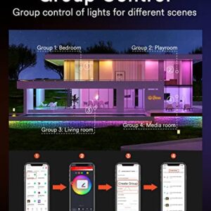 Lumary 5/6 Inch WiFi Smart LED Can Lights Retrofit Recessed Lighting - 13W 1100LM RGB Color Changing Downlight, Baffle Trim, Work with Alexa/Google Assistant/Siri, Bedroom, Kitchen, Living Room 4 Pcs