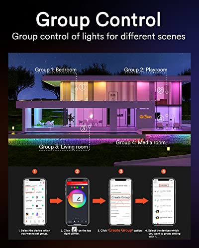 Lumary 5/6 Inch WiFi Smart LED Can Lights Retrofit Recessed Lighting - 13W 1100LM RGB Color Changing Downlight, Baffle Trim, Work with Alexa/Google Assistant/Siri, Bedroom, Kitchen, Living Room 4 Pcs