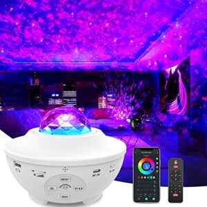 star projector, smart version 4 in 1 ocean wave projector, galaxy projector with bluetooth music speaker, alexa, smart app, and remote, night light for kids bedroom/room decor/night light ambiance