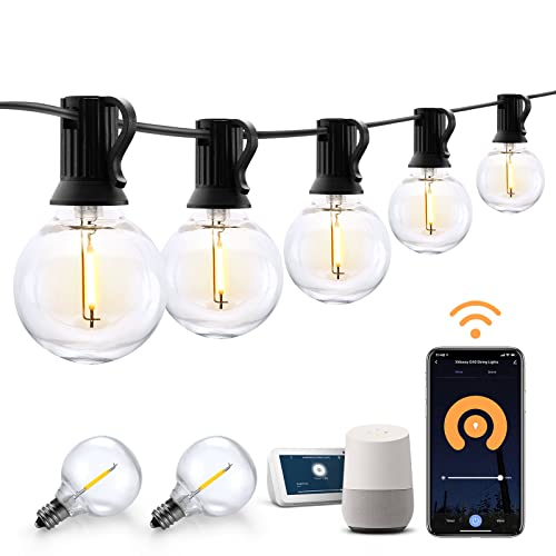 XMCOSY+ Patio Lights, Smart Outdoor String Lights 50Ft, G40 Globe Patio Lights with 25 Dimmable LED Bulbs, APP Control, Work with Alexa, Connectable Waterproof LED Outdoor Lights for Patio Porch