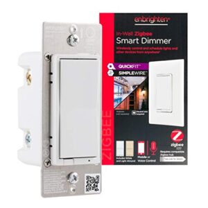 enbrighten 43080 zigbee light quickfit and simplewire, pairs directly with echo studio/show 10/plus 1st & 2nd gen, paddle smart dimmer, white & light almond
