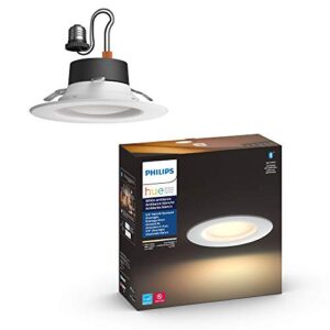philips hue white ambiance led smart retrofit 5/6-inch recessed downlight, bluetooth & zigbee compatible, warm-to-cool white light (hue hub optional), 1-pack
