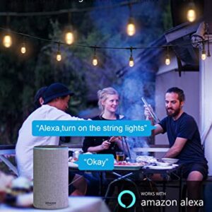 XMCOSY+ Outdoor String Lights, Smart 49Ft Patio Lights RGB, App & WiFi Control Color Changing LED String Lights with Dimmable 15 LED Bulbs, Works with Alexa, IP65 Waterproof, Shatterproof