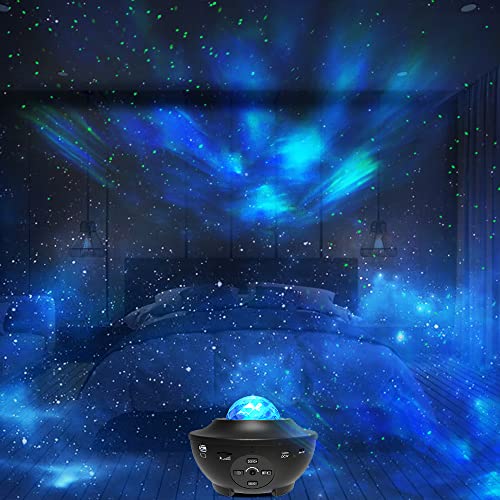 Eicaus Star Projector, Galaxy Projector with Remote Control, 3 in 1 Night Light Projector with LED Nebula Cloud/Moving Ocean Wave for Kid Baby, Built-in Music Speaker, Voice Control (Black)