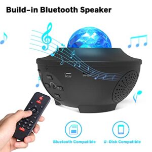 Eicaus Star Projector, Galaxy Projector with Remote Control, 3 in 1 Night Light Projector with LED Nebula Cloud/Moving Ocean Wave for Kid Baby, Built-in Music Speaker, Voice Control (Black)