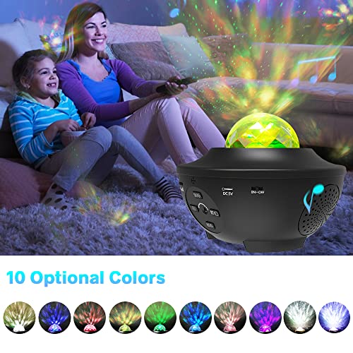 Eicaus Star Projector, Galaxy Projector with Remote Control, 3 in 1 Night Light Projector with LED Nebula Cloud/Moving Ocean Wave for Kid Baby, Built-in Music Speaker, Voice Control (Black)