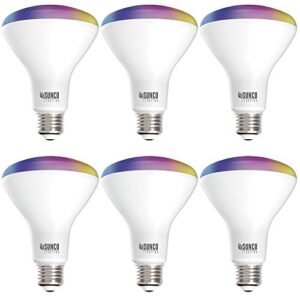 sunco lighting br30 alexa smart flood light bulbs color changing led recessed wifi bulb, 8w, rgbcw, dimmable, 650 lm, compatible with alexa & google assistant, e26 base, no hub required 6 pack