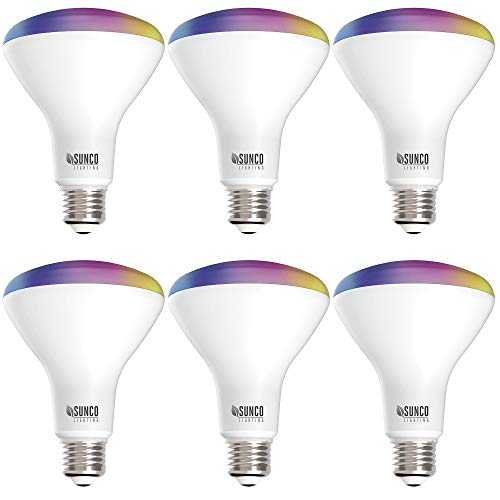 Sunco Lighting BR30 Alexa Smart Flood Light Bulbs Color Changing LED Recessed WiFi Bulb, 8W, RGBCW, Dimmable, 650 LM, Compatible with Alexa & Google Assistant, E26 Base, No Hub Required 6 Pack