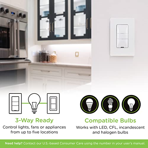 Enbrighten Z-Wave Plus Smart Motion Sensor Light Switch, On/Off, Vacancy / Occupancy Sensor, Includes White and Lt. Almond, Zwave Hub Required, Works with SmartThings, Wink, and Alexa, 26931