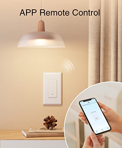 GHome Smart Switch, Smart Wi-Fi Light Switch Works with Alexa and Google Home 2.4Ghz, Single-Pole, Neutral Wire Required, UL Certified, Voice Control, No Hub Required (4 Pack)