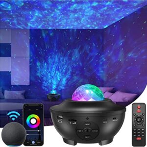 Galaxy Projector Star Projector, Star Night Light Projector for Bedroom with Bluetooth Speaker, Timer, WiFi/APP/Remote Control, Alexa & Google Assistant Control for Kids Adults/Holiday/Birthday/Party