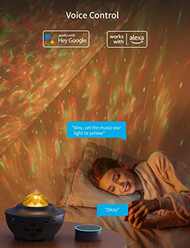 Galaxy Projector Star Projector, Star Night Light Projector for Bedroom with Bluetooth Speaker, Timer, WiFi/APP/Remote Control, Alexa & Google Assistant Control for Kids Adults/Holiday/Birthday/Party