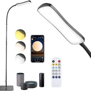 GMK Smart LED Floor Lamp, Standing Lamp Compatible with Alexa Google Home, App Remote Control 10-100% Brightness Reading Lamp Stepless Dimmer Adjustable 2700-6500K for Bedroom Living Room Office