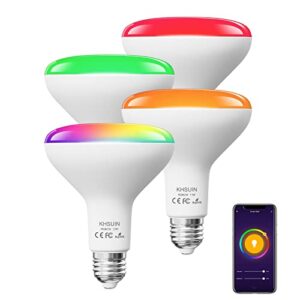 bright smart light bulbs 13w 100w equivalent 1300 lumens 2700k-6500k tunable br30 wifi color changing light bulb works with alexa google,recessed alexa light bulb,dimmable flood smart bulb,4 pack