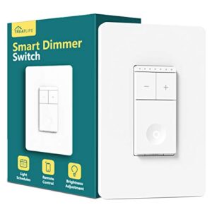 treatlife smart dimmer switch, neutral wire needed, 2.4ghz wi-fi light switch, works with alexa and google assistant, schedule, remote control, fcc listed, single pole (1 pack)