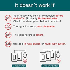 TREATLIFE Smart Dimmer Switch, Neutral Wire Needed, 2.4Ghz Wi-Fi Light Switch, Works with Alexa and Google Assistant, Schedule, Remote Control, FCC Listed, Single Pole (1 PACK)