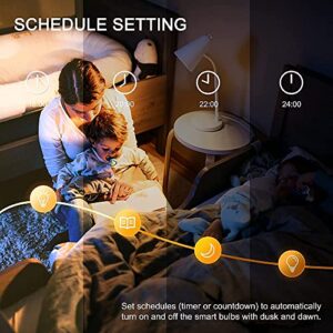 CRESTIN Smart Light Bulbs LED, RGBCW Color Changing Light Bulbs 2.4GHz WiFi &Bluetooth, Dimmable, Music Sync, Schedules, A19 E26, 9W=60W, 800LM Work with Alexa&Google Assistant, No Hub Required 2 Pack