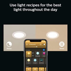 Philips Hue Slim 6" Downlight, White and Color LED Smart Light (Bluetooth Compatible), Voice Control with Alexa, Apple HomeKit & Google Assistant, 1-Pack