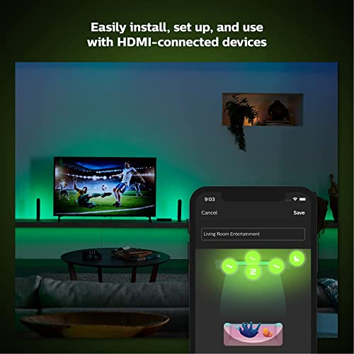 Philips Hue Play HDMI Sync Box to Sync Hue Colored Lights With Music, Movies, and More, HDMI 4K Splitter, 4 HDMI In 1 Out, Philips Hue Bridge and Philips Hue Colored Lights Required