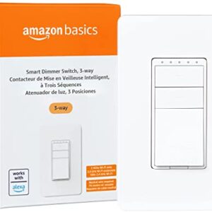 Amazon Basics 3-Way Smart Dimmer Switch, Neutral Wire Required, 2.4 Ghz WiFi, Works with Alexa