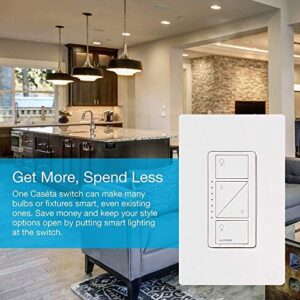 Lutron Caséta Smart Home Dimmer Switch and Pico Remote Kit, Works with Alexa, Apple HomeKit, Ring, Google Assistant (Smart Hub Required) | P-PKG1WB-WH | White