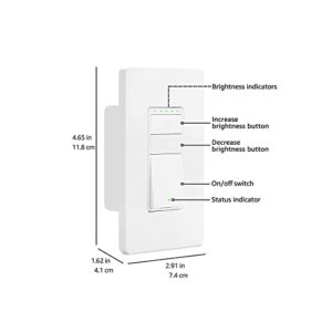 Amazon Basics Single Pole Smart Dimmer Switch, Neutral Wire Required, 2.4 Ghz WiFi, Works with Alexa