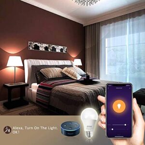 Peteme Smart WiFi Alexa Light Bulb, Led RGB Color Changing Bulbs, Compatible with Alexa, Siri, Echo, Google Home (No Hub Required), E26 A19 60W Multicolor (4 Pack)…