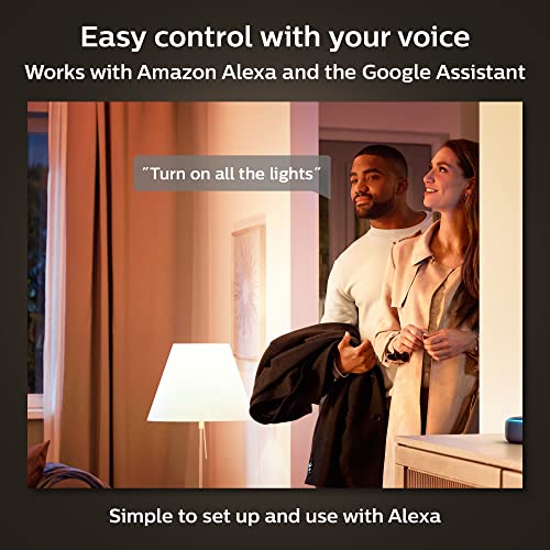 Philips Hue White A19 LED Smart Bulb, Bluetooth & Zigbee Compatible (Hue Hub Optional), Works with Alexa & Google Assistant, 2 Bulbs