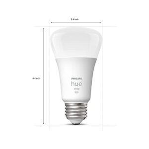 Philips Hue White A19 LED Smart Bulb, Bluetooth & Zigbee Compatible (Hue Hub Optional), Works with Alexa & Google Assistant, 2 Bulbs