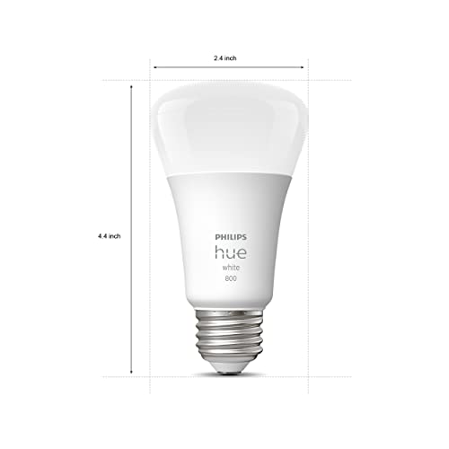 Philips Hue White A19 LED Smart Bulb, Bluetooth & Zigbee Compatible (Hue Hub Optional), Works with Alexa & Google Assistant, 2 Bulbs