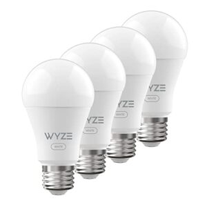 wyze bulb white, 800 lumen, 90+cri wifi tunable-white a19 smart light bulb, compatible with alexa and google assistant, four-pack